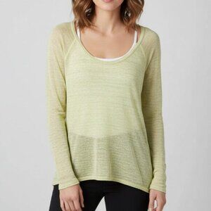 Y2k Aritzia Wilfred Free Knit Top Cropped 2000s Long sleeve Cotton Green Yellow